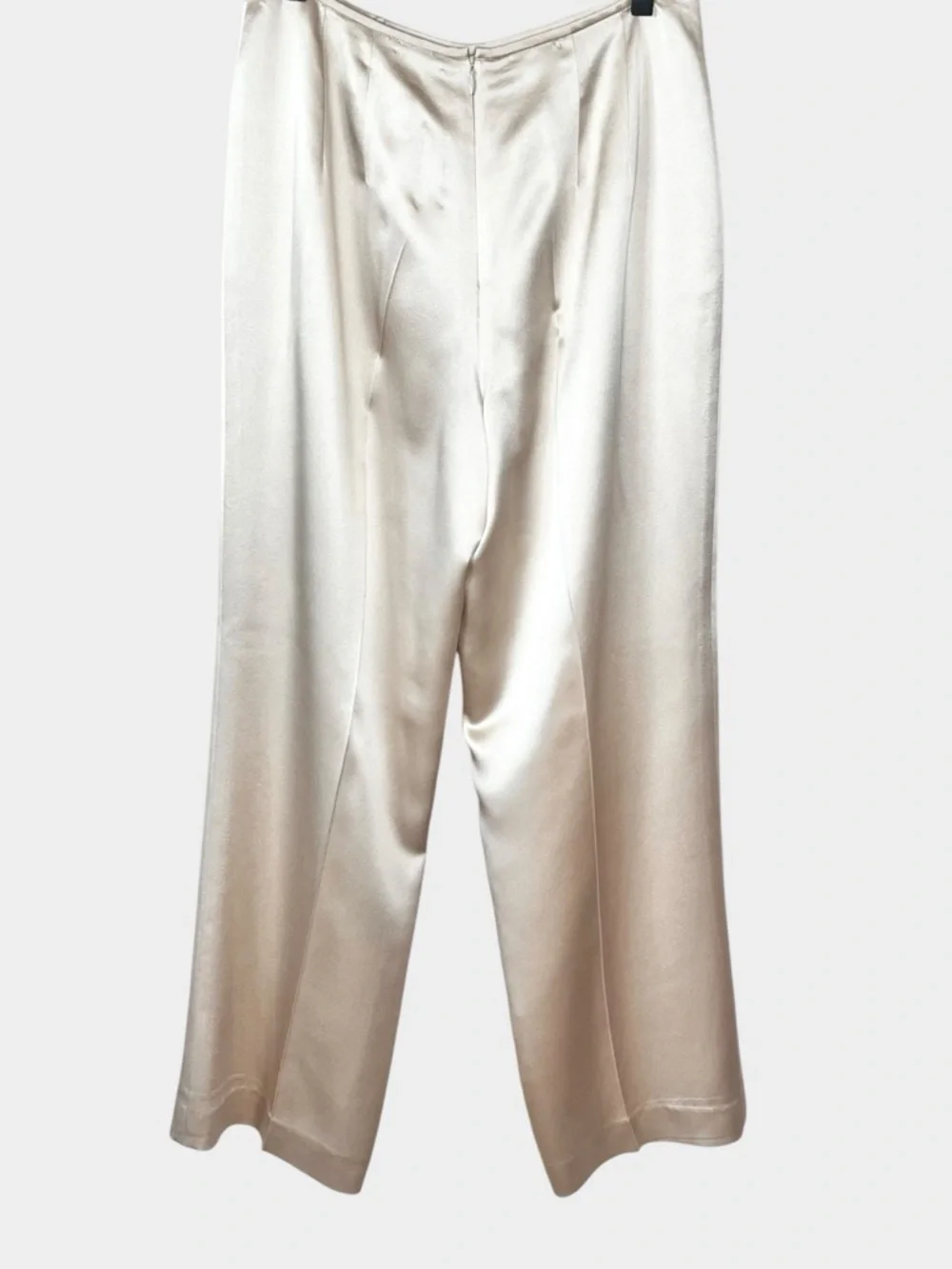 TALBOTS Vintage Silk Straight Leg Pants Lined Trousers Champagne Tan Size 8P - Picture 2 of 9